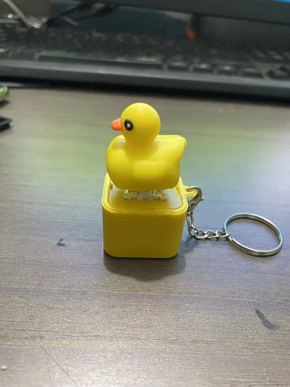 Lizard Frog Duck Button Keychain Decompression Toys Funny Lizard Sounds And Flash Effects Rechargeable Portable Stress  Toy
