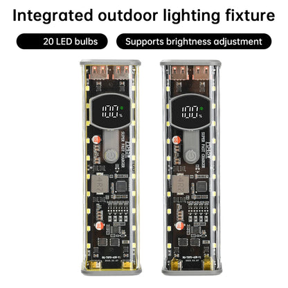 22.5W/45W 18650 Power Bank Case Fast Charging DIY Transparent Battery Storage Box Digital Display USB Type-C Battery Holder