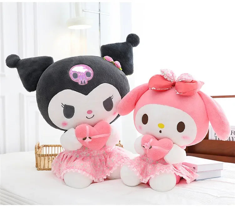 60cm Sanrio Kuromi Melody Hello Kitty Plush Toy Kawaii Cartoon Big Size KT Cat Plush Doll Soft Stuffed Pillow Kids Birthday Gift