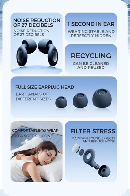 Soft Full Silicone Ear Plugs 25dB Noise Reduction Reusable Sleeping & Hearing Protection Earplugs for Concert