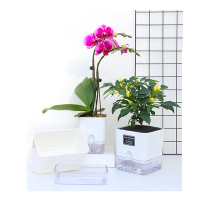 New Self Watering Plant Pot Magnetic Plastic Self-absorbent Cotton Rope Flowerpot For Double-deck Lazy Plant Pot Garden Supplies