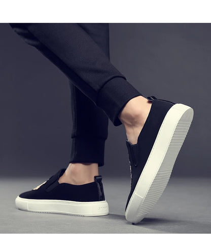 Men's Fashionable Embroidered Slip-On Loafers Comfortable Breathable Soft-Soled Casual Shoes-20338