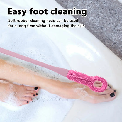 1pc Comfort Silicone Brush Long Handle Hand Brush Long Haired Toe Seam Soft Rubber Toe Gap Brush Daily Shower Foot Care Tools