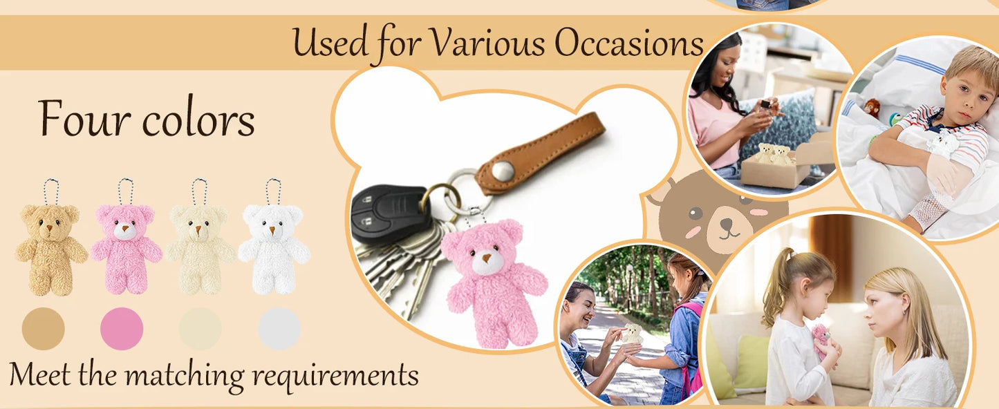 12-500Pcs Mini Teddy Bears Tiny Soft Stuffed Teddy Bear Small Plush Bears Bulk for Birthday Party Decor Favors Bag Keychain