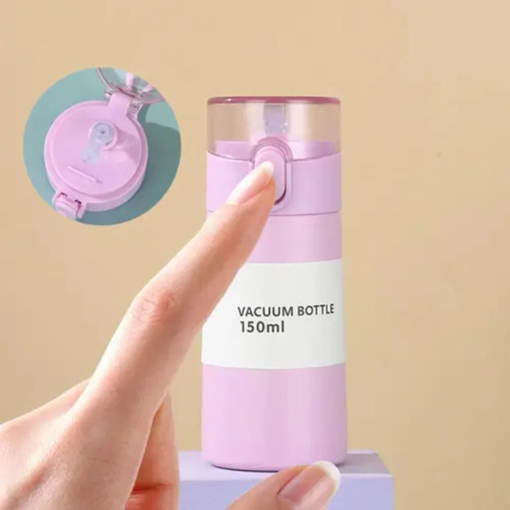 Cute Mini Thermos Cup with Straw Stainless Steel Pocket Insulated Bottle Portable Mini Kawaii Kids Water Cup Drinkware Thermos