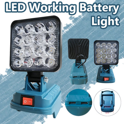 90W LED Work Light for Makita 18V Battery LED Spotlight -9000LM Cordless Jobsite Flood Light Construction Work Light USB Charger