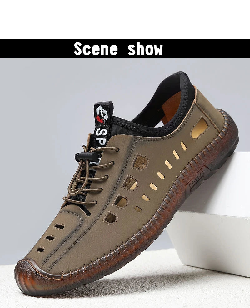 Men's Slip-On Shoes Summer Hollow out Breathable Comfortable Wear-Resistant Soft Bottom Casual Shoes-8333