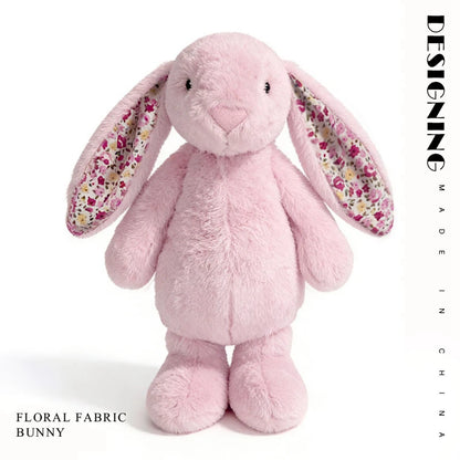 23cm Adorable Floral Bunny Plush Toy Huggable Soft Stuffed Rabbit Doll with Floral Ears Birthday Gift for Girl Plush Collectors