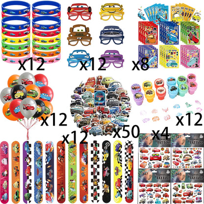 Cars Lightning McQueen Birthday Tableware Set Paper Cups Plates Tablecloth Napkins Banner Gift Bags Festive Event Essentials