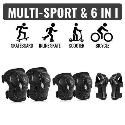 6Pcs/Set Kids/Youth Knee Pad Elbow Pads Guards Protective Gear Set for Roller Skates Cycling BMX Bike Skateboard Inline Skatings