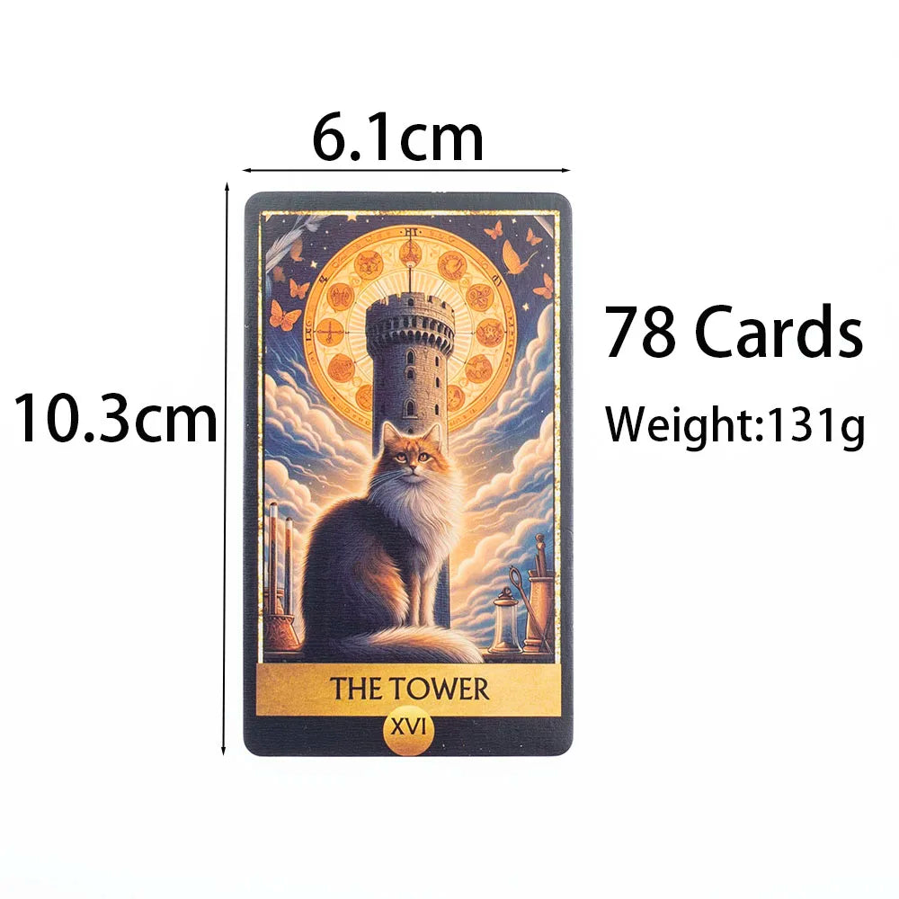 Cat Tarot 78 Card Deck English Version Board Game Christmas Gift  Divination Tools for Fun Fortune Telling 10.3x6.1cm
