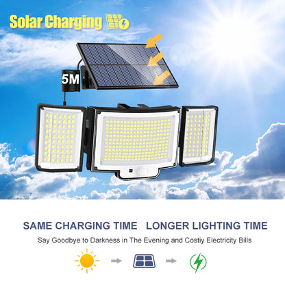Solar Lights Outdoor 366/400/318 LED Motion Sensor Security Lights IP65 Waterproof Solar Powered Flood Lights for Garden Yard