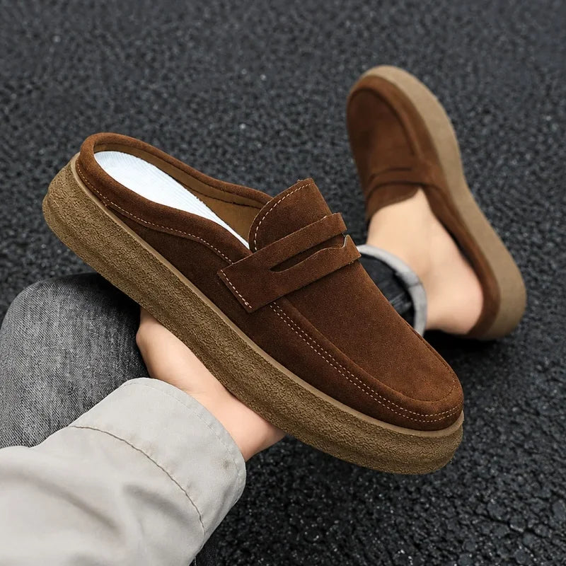 Summer Half Shoes Man Lazy Shoes Comfortable Soft Loafers For Men Moccasins Slip-on Mules Men's Casual Shoes Platform Slippers