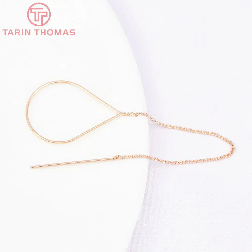 (6669)6PCS 11CM 24K Gold Color Plated Extended Chain Stud Earring Line High Quality Jewerly Making  Jewelry Findings Accessories
