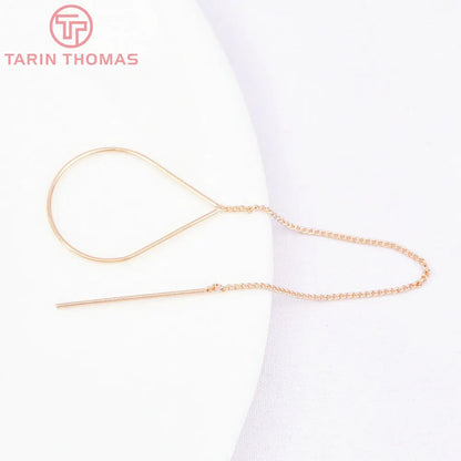 (6669)6PCS 11CM 24K Gold Color Plated Extended Chain Stud Earring Line High Quality Jewerly Making  Jewelry Findings Accessories