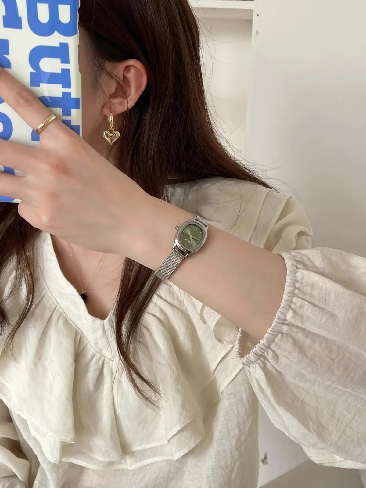Simple Brand Women Watch Small Oval Dial Green Ladies Wristwatches Luxury Girl Gift Watch Dropshipping Relojes Para Mujer