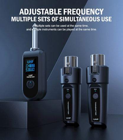 Wireless Microphone Transmitter Receiver System UHF XLR Adapter System for Dynamic Microphone Guitar Audio Mixer PA System DGNOG