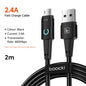 Toocki Micro USB Cable for Samsung S10 2.4A Fast Charging Quick Charge Micro Cable for Fan Headphone LED Phone Charger Data Cord