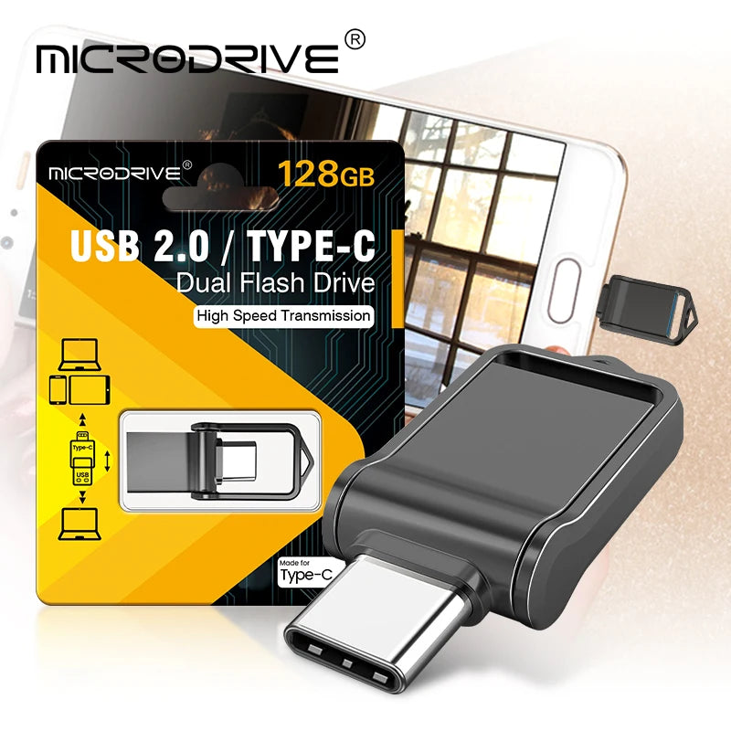Mini Metal OTG Type C Pen Drive Usb Memory Stick 16GB 32GB 8GB usb flash card 128GB 256G 512G type-C Pendrive free shipping