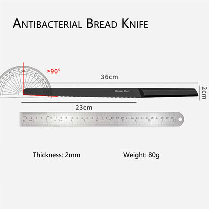 Non-Tear Serrated Bread Knife, Stainless Steel Long Cutter for Crumb-Free Slicing Bread Toast & Sandwich, Professional Baking To