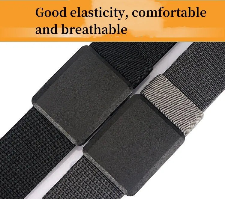 New Metalless Elastic Belt for Men and Women Premium Plastic Buckle Stretch Casual Belt 120cm Jeans Girdle Male