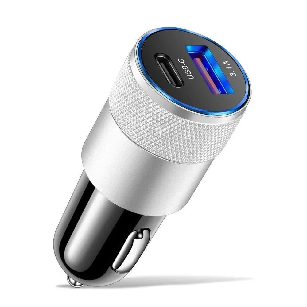USB Quick Car Charger 12W 3.1A Type C PD Fast Charging Phone Car Adapter for Universal Phone