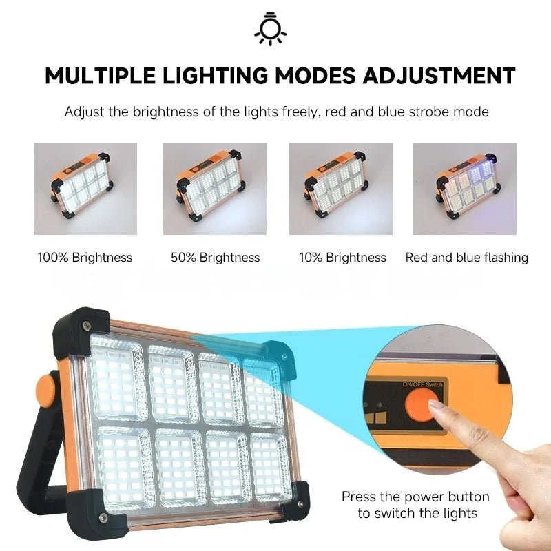 Solar outdoor lamp household waterproof glare large-capacity portable lamp high-power rechargeable magnetic emergency lamp