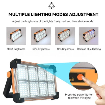 Solar outdoor lamp household waterproof glare large-capacity portable lamp high-power rechargeable magnetic emergency lamp