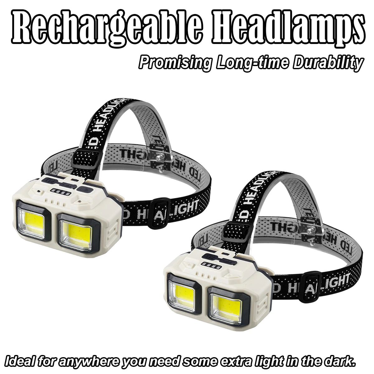 Powerful LED Headlamp COB Induction Rechargeable Head Flashlight Safety Lighting Head Torch for Outdoor Camping Cycling Fishing