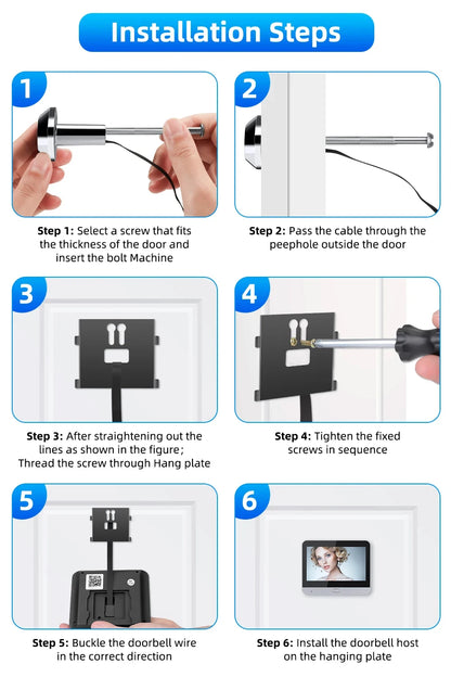 Tuya Smart 3MP  WiFi Peephole Video Door Camera Security one-way Audio Night Vision 4.3' HD Video Door Eye Camera