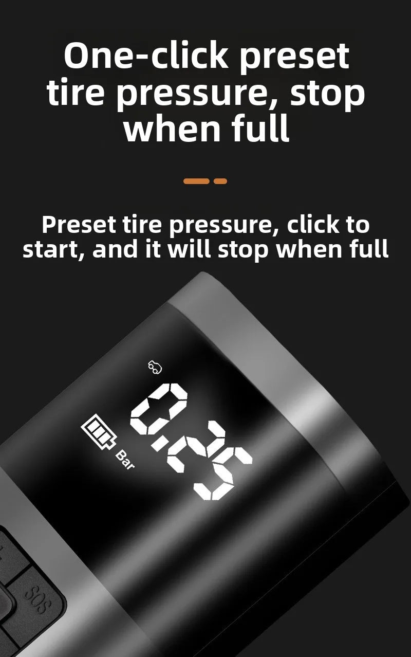 3-in-1 Wireless Car Inflator - Handheld Jump Starter & Power Bank for Car, Home & E-Bike