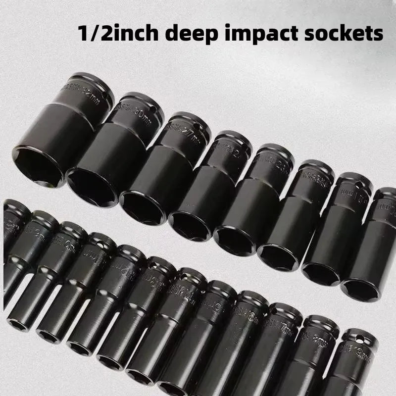 10pcs 1/2 Drive Metric Impact Socket Set Universal Deep Socket Wrench for Air Pneumatic Repair Tools