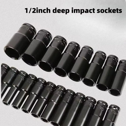 10pcs 1/2 Drive Metric Impact Socket Set Universal Deep Socket Wrench for Air Pneumatic Repair Tools