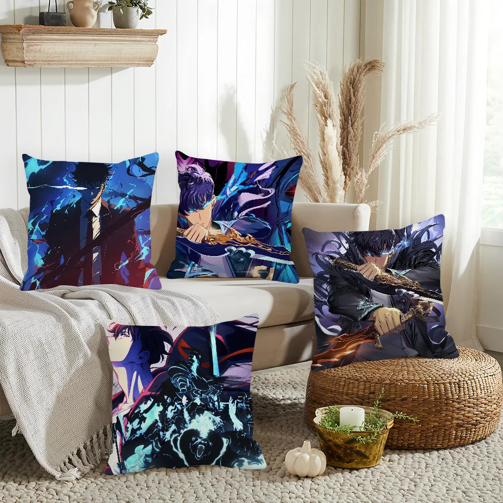 Cartoon Solo Leveling Pillow Case Home Decoration Cushion Cover Suitable For Office Sofa Bedroom Car