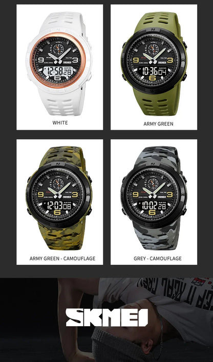 SKMEI  Outdoor Sports Men's Electronic 1655 Watch Dual Display Multi functional Waterproof Student Exploration Watch
