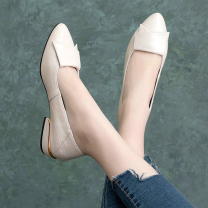 Soft Leather Pointed Toe Flat Loafers, Women's Bow Slip On Shoes for Casual Office Vacation Wear