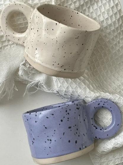 250ml Ceramic Mug Ring Handl Coffee Milk Modern Print Porcelain Mug Handmade Ceramic Hot Chocolate Cup Couple Handgrip Cups