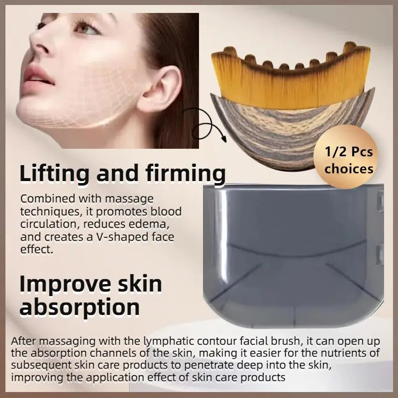 Ergonomic Contour Facial Brush Manual Lymphatic Drainage Massager Soft Bristles for Facial Cleansing And Shaping