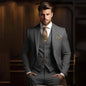 Elegant Formal Men's Suits for Groom 3 Pieces Khaki Wedding Groom Tuxedo Slim Fit 2026 Male Fashion Suit Jacket with Pant Vest