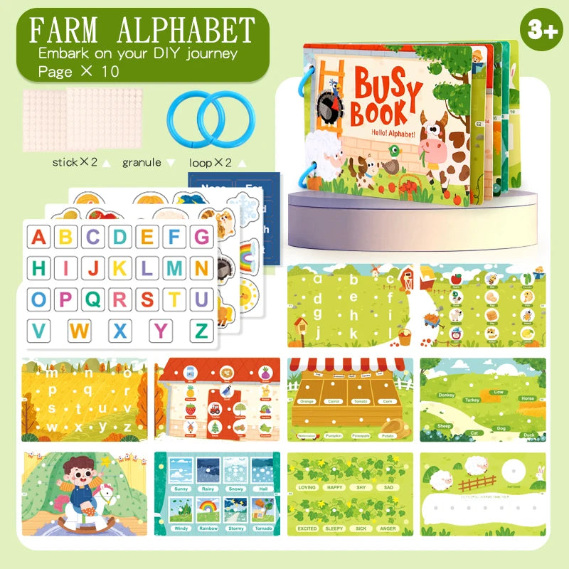 Busy Book for Kids Quiet Book Sticker Montessori Early Educational Toy Toddlers Matching Puzzles Game Baby Learning Toys Gifts