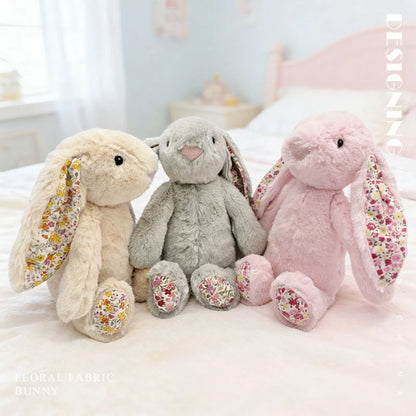 23cm Adorable Floral Bunny Plush Toy Huggable Soft Stuffed Rabbit Doll with Floral Ears Birthday Gift for Girl Plush Collectors