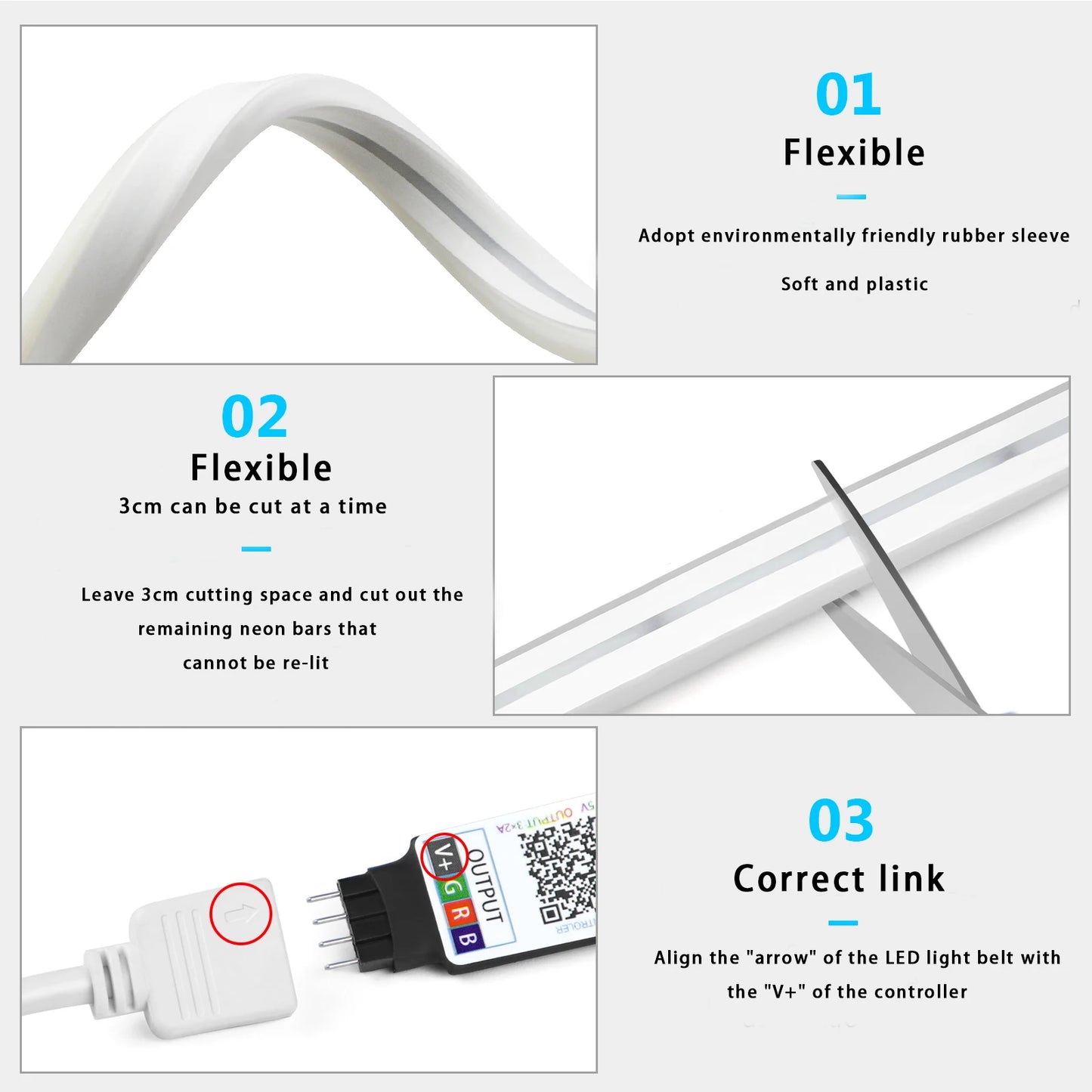 USB RGB Neon LED Strip 1M 2M 3M 5M WiFi 5V RGB Strip Work With Tuya App/Smart Life/Alexa for Game Home Neon Decor Lighting