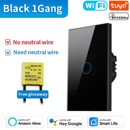 TNCE Tuya Wifi/Zigbee Smart Light Switch US Touch Wall Switch Neutral Wire/No Neutral Wire Required Smart Home Alexa Google Home