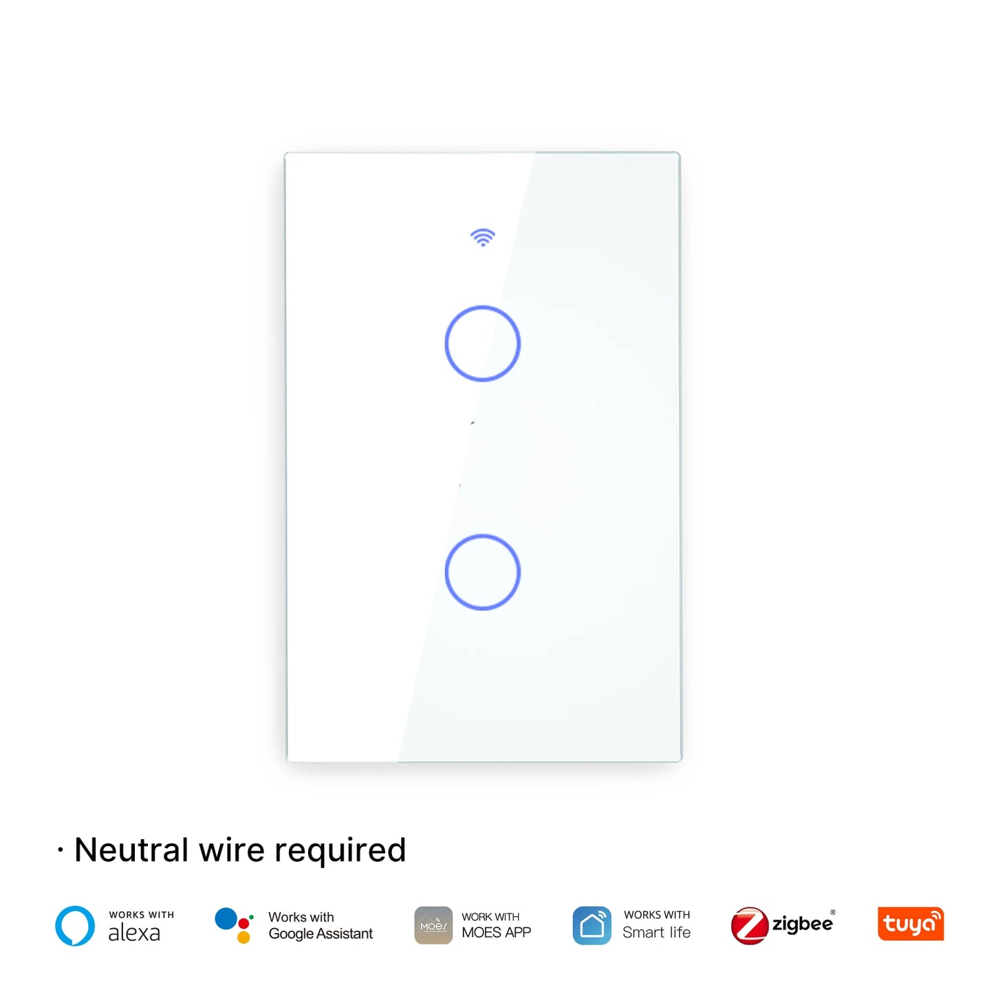 MOES Tuya ZigBee Light Switch Touch Glass Panel Fireproof Neutral Wire Required Remote Control Work With Alexa Google Home