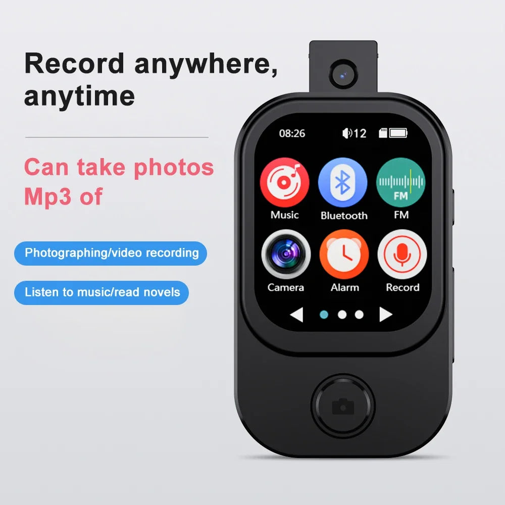MP3 Player HiFi 2026 New Bluetooth 5.3 Sports Sound Music Walkman with Camera for Photos Built-in FM Radio Voice Recorder