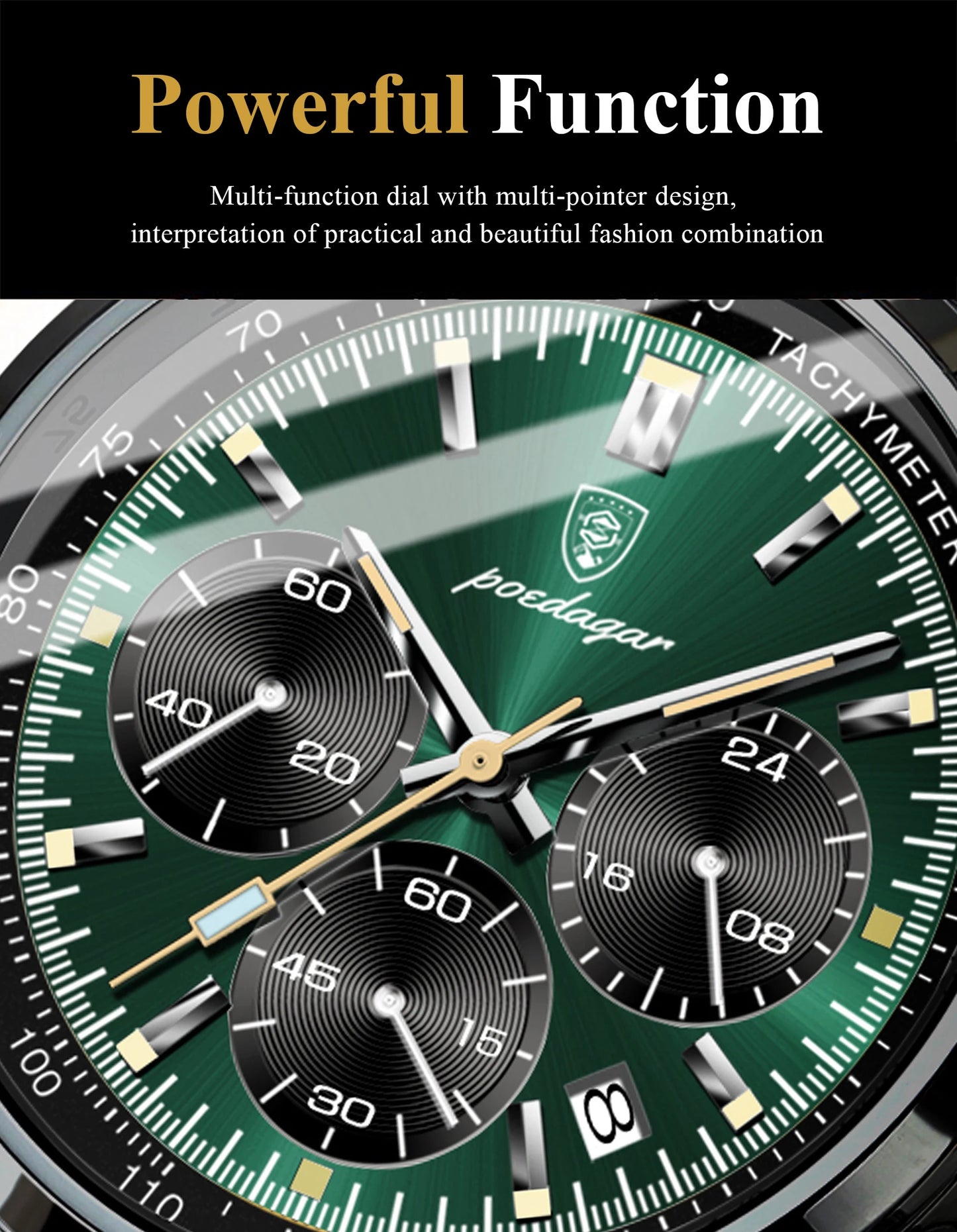 POEDAGAR Luxury Fashion Men Wristwatch Waterproof Luminous Chronograph Date Man Watch Stainless Steel Sport Quartz Men's Watches