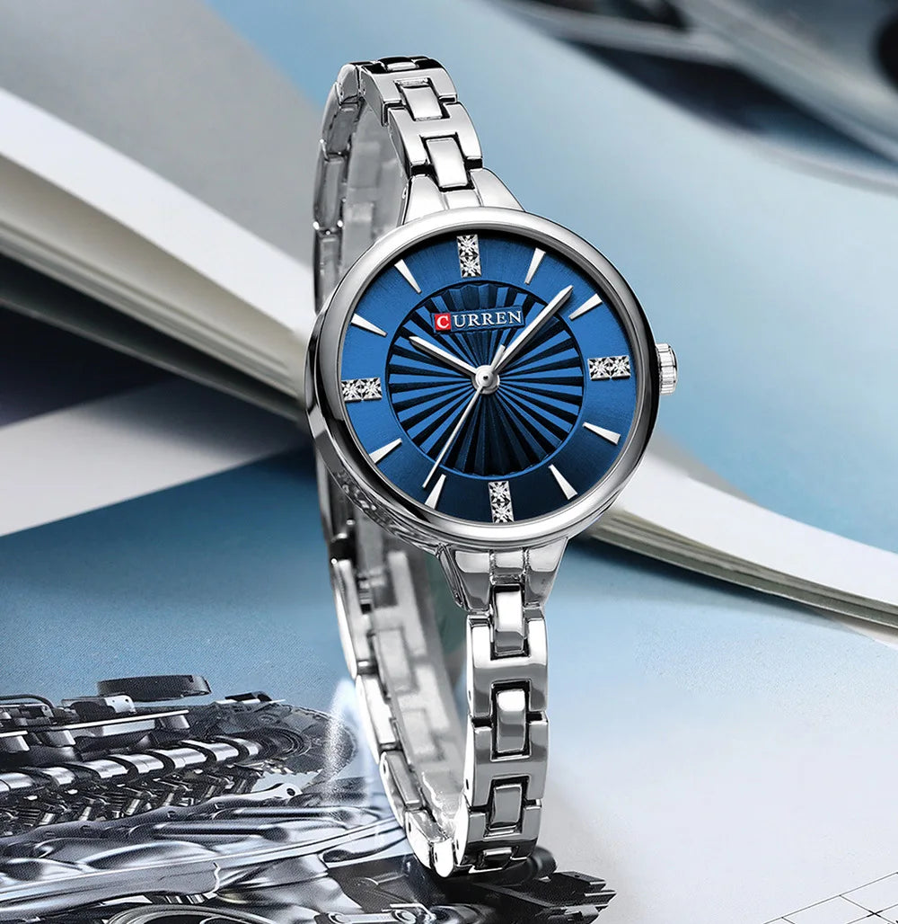 CURREN 9097 Elegant Women's Quartz Watch Luxury Stainless Steel Strap Women's Watch часы женские наручные