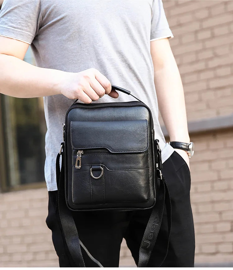 Brand Men Shoulder Bag for 9.7" iPad Men PU Leather Flaps Men's Crossbody Bags Business Flap Male Solid Messenger Bag Travel Bag