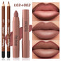 2Pcs/Set Lip Liner + Lipstick Pencil, Matte Velvet Lipstick - Long Lasting Lip Combo Set Makeup Tutorial Cosmetics