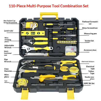 108 Pcs/set Socket Wrench Auto Repair Tool Combination Package Mixed Tool Set Hand Tool Kit with Plastic Toolbox Storage Case